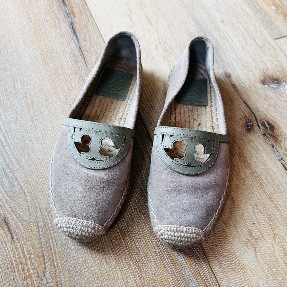 Tory Burch Taupe Suede Sidney Espadrilles Size 5